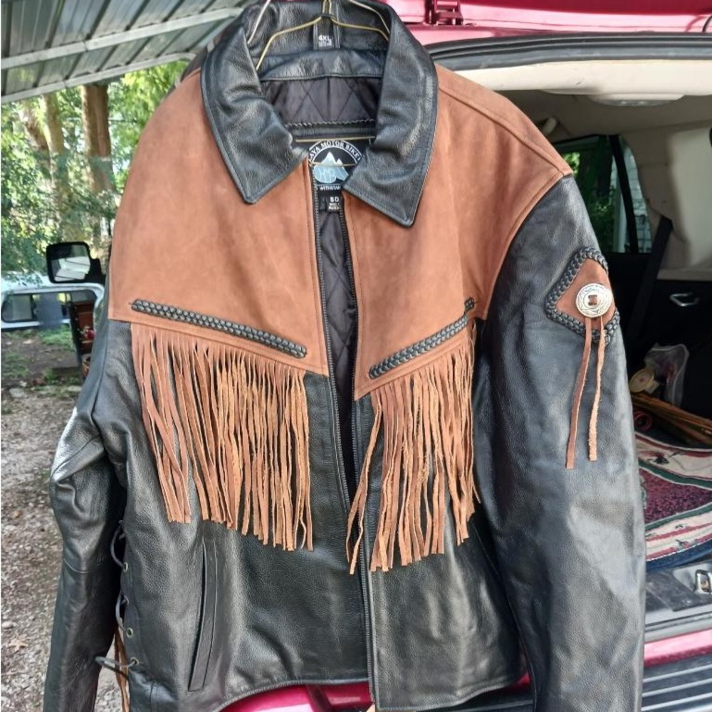 Himalaya Motor Bike Wear Leather Fringe Jacket